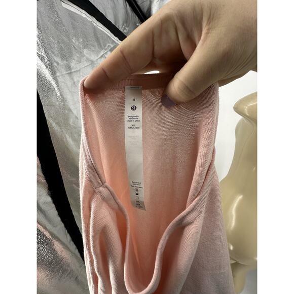 Lululemon Size 6 Women Take it All In Sweater Pink Mist Cotton Pullover ML5 - Picture 8 of 11